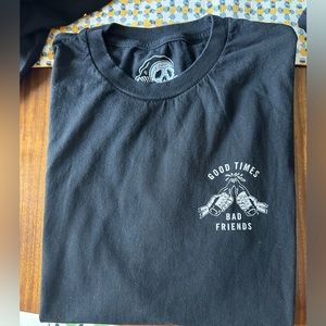 Sketchy Tank Men’s Graphic Tee “Good Times, Bad Friends” size XL
